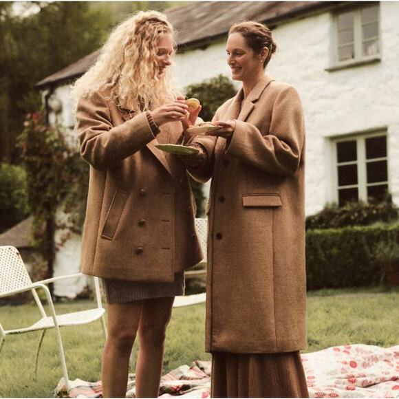 J. Crew Italian Wool-Blend Melton Classic Peacoat CF105 Soft Brown Size 14 NWT - Picture 3 of 6